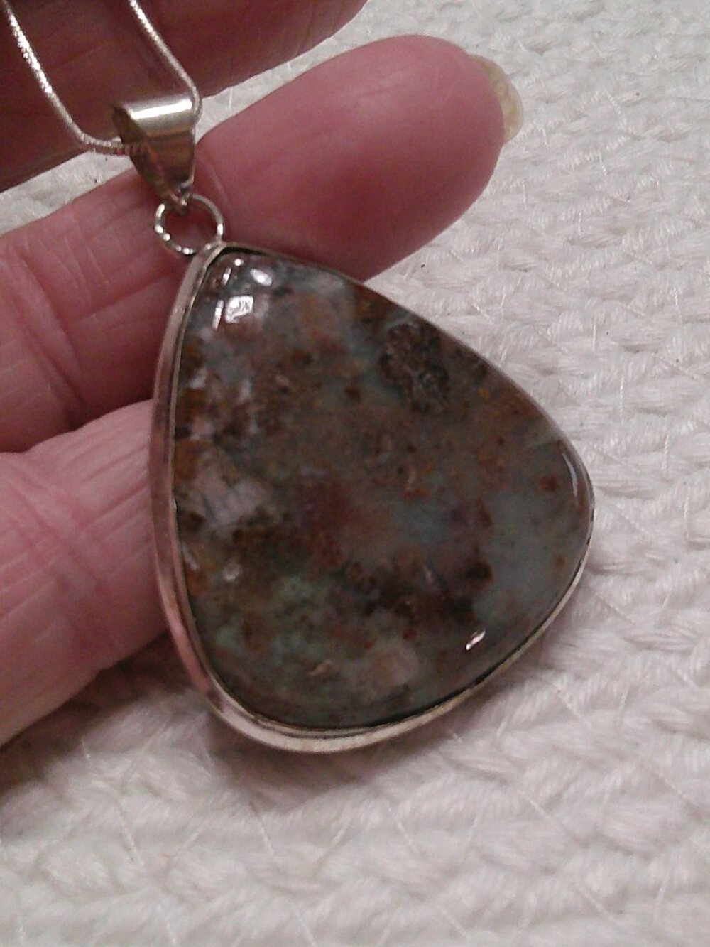 Beautiful STICK AGATE Handmade Sterling 925 Pendant/Chain #15F